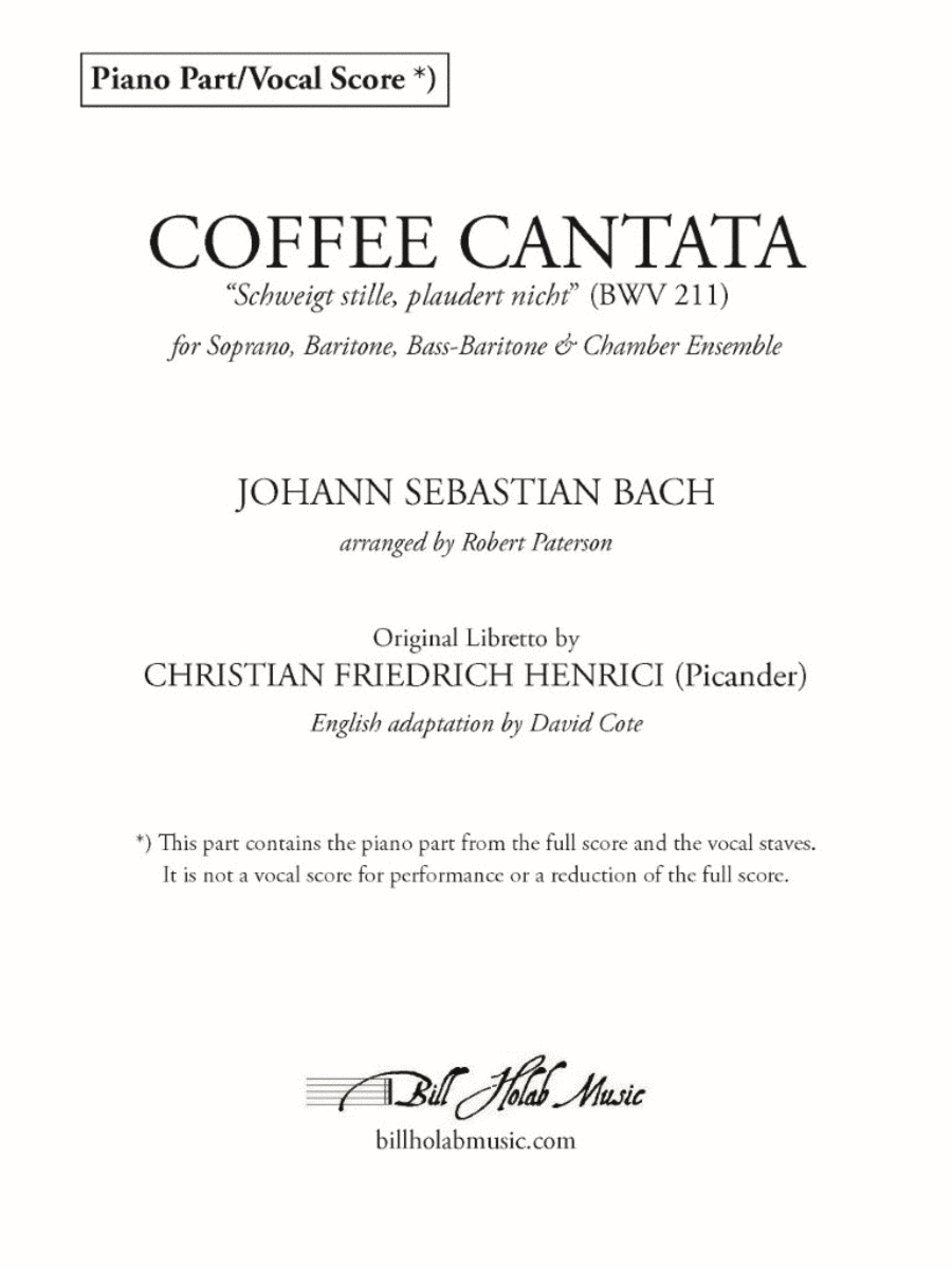 Coffee Cantata Piano, Vocal scores gallery preview page 1