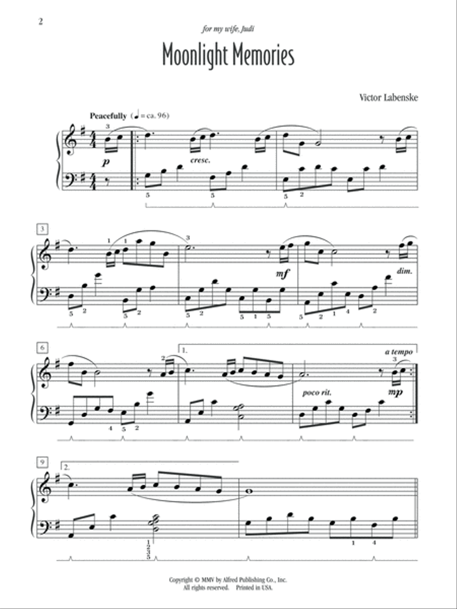 Moonlight Memories Piano Solo scores gallery preview page 2