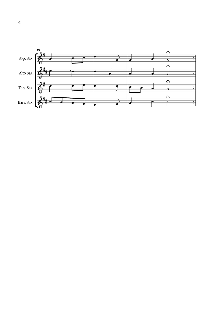Christmas Carol Selection vol. 2 for SATB Saxophone quartet Saxophone Quartet scores gallery preview page 4
