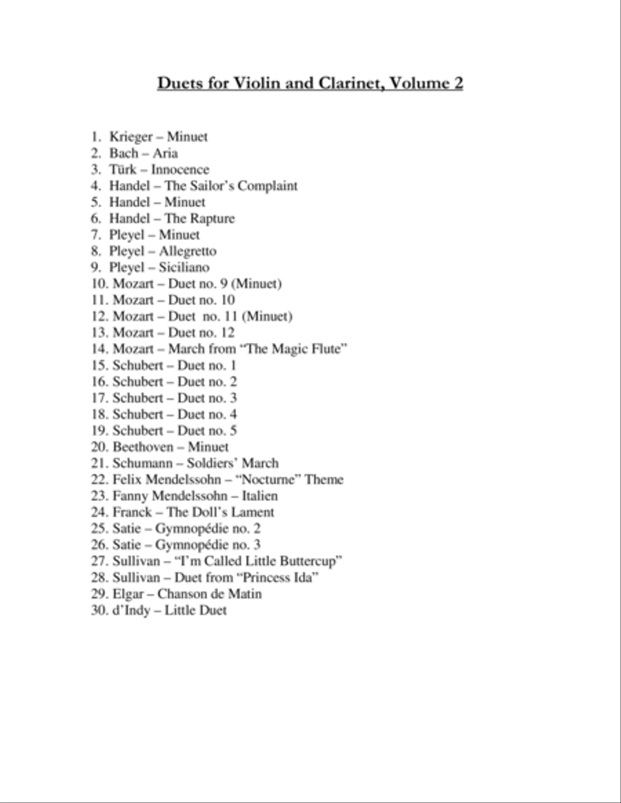 Duets for Violin and Clarinet, Volume Two Clarinet scores gallery preview page 2