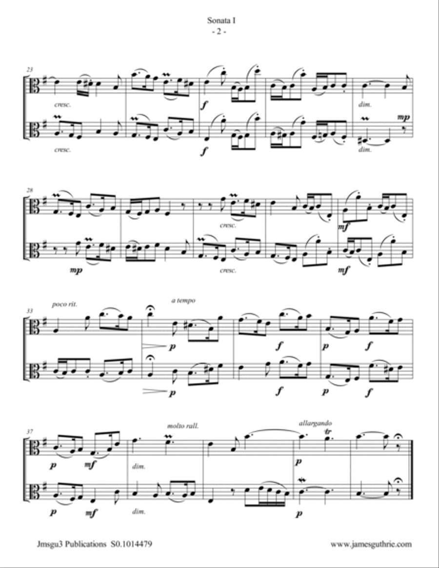 Handel: Sonata No. 1 for Viola Duo String Duet scores gallery preview page 2