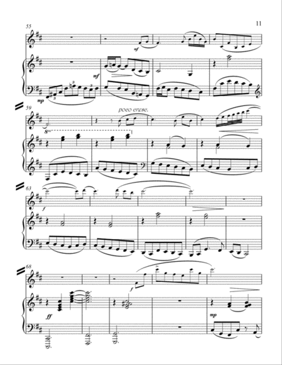 Sonatina Op. 11 soprano saxophone and piano second movement. Soprano Saxophone scores gallery preview page 4