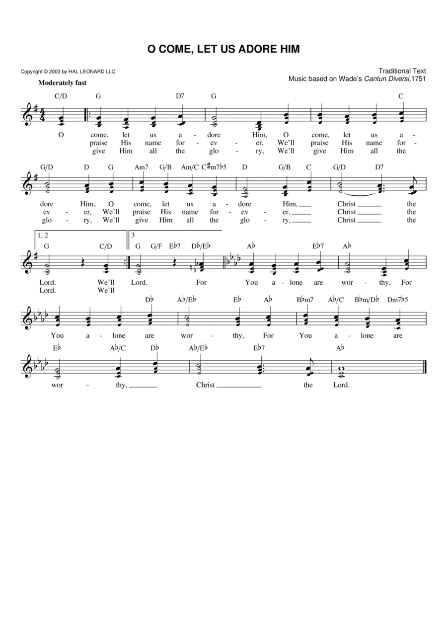 O Come, Let Us Adore Him Flute scores gallery preview page 1