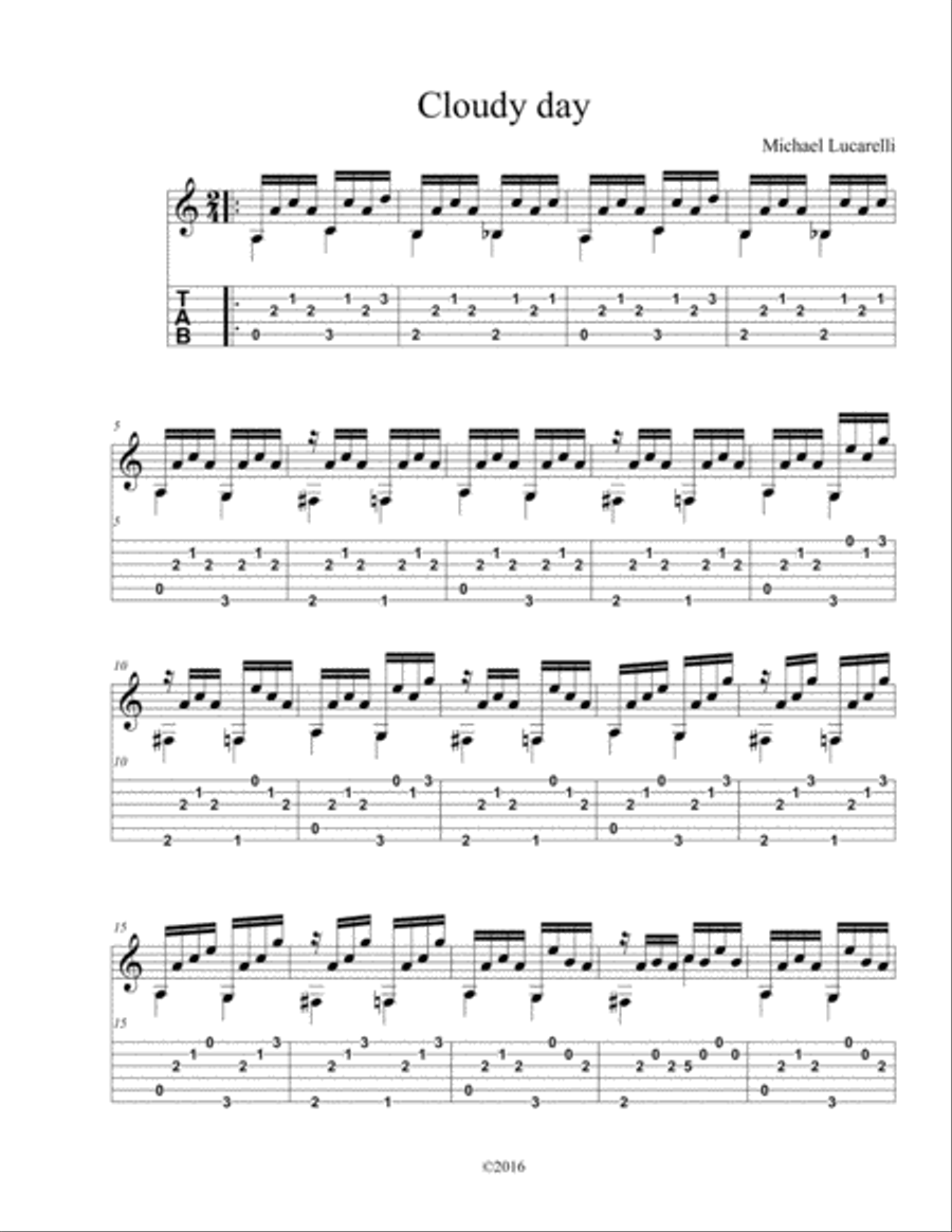Cloudy Day Guitar Tablature scores gallery preview page 1