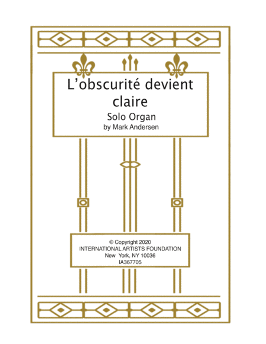 L'obscurité devient claire (Darkness Becomes Light) for Organ in French Style Organ Solo scores gallery preview page 1