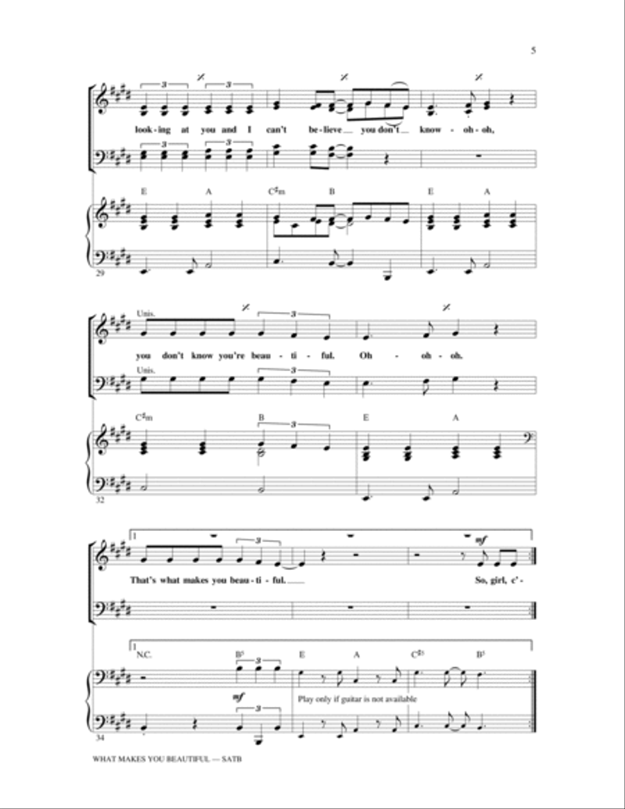 What Makes You Beautiful What Makes You Beautiful 4-Part scores gallery preview page 5