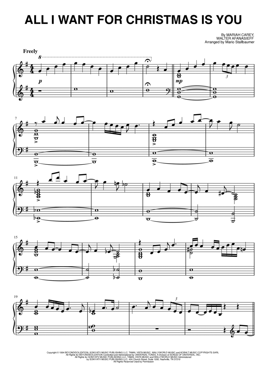 All I Want For Christmas Is You Piano Solo scores gallery preview page 1