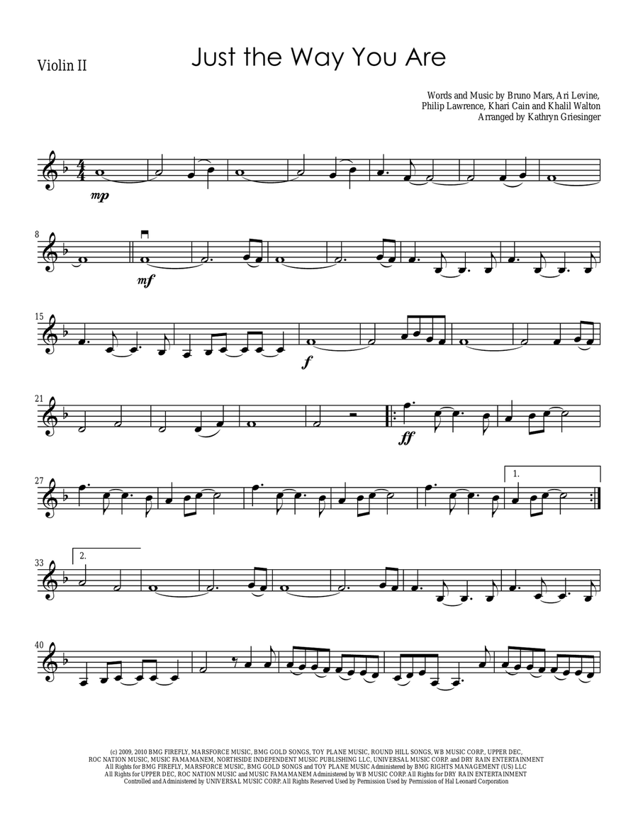 Just The Way You Are String Quartet scores gallery preview page 3