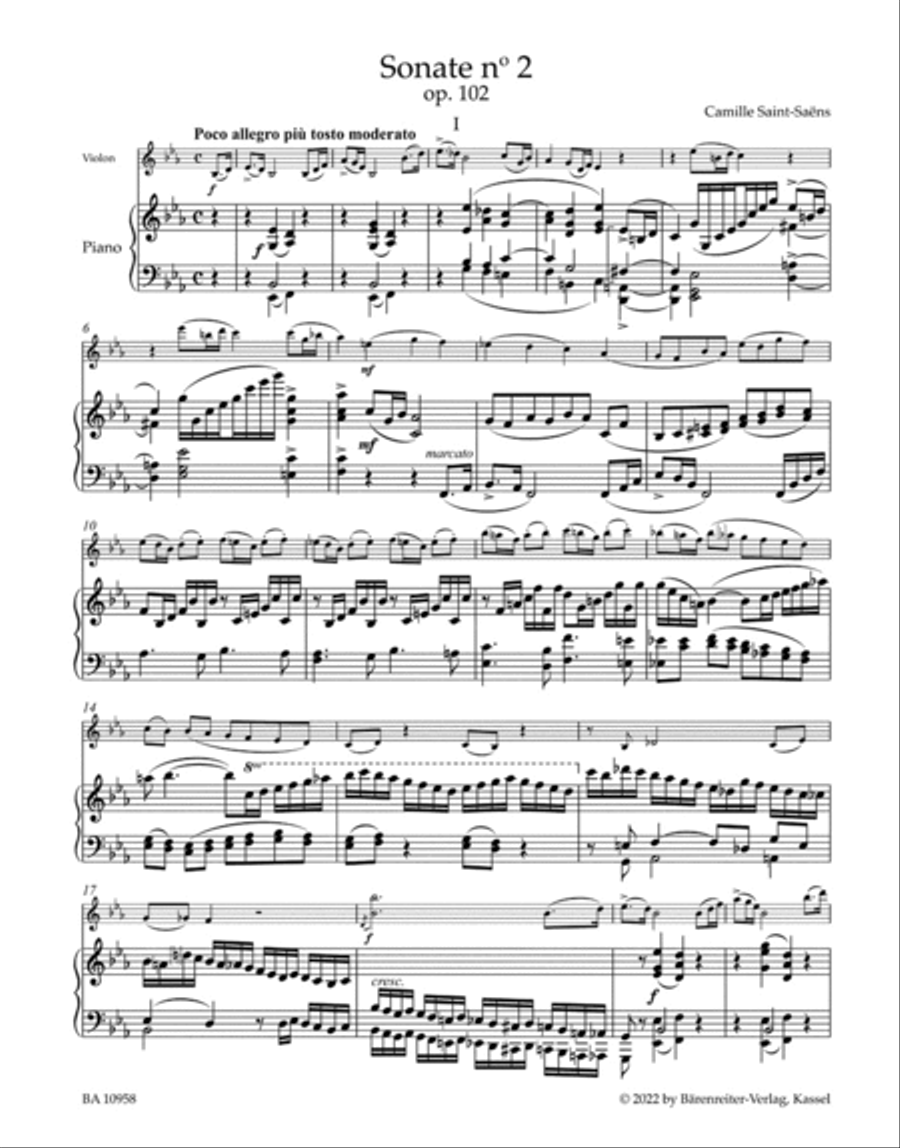 Sonata no. 2 for Violin and Piano in E-flat major, op. 102 Violin Solo scores gallery preview page 2