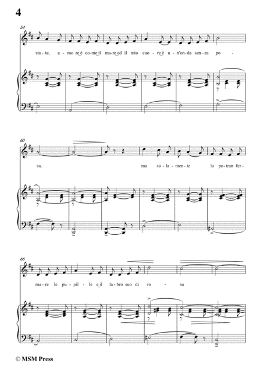 Tosti-Luna d'estate! in D Major,for Voice and Piano Voice Solo scores gallery preview page 6