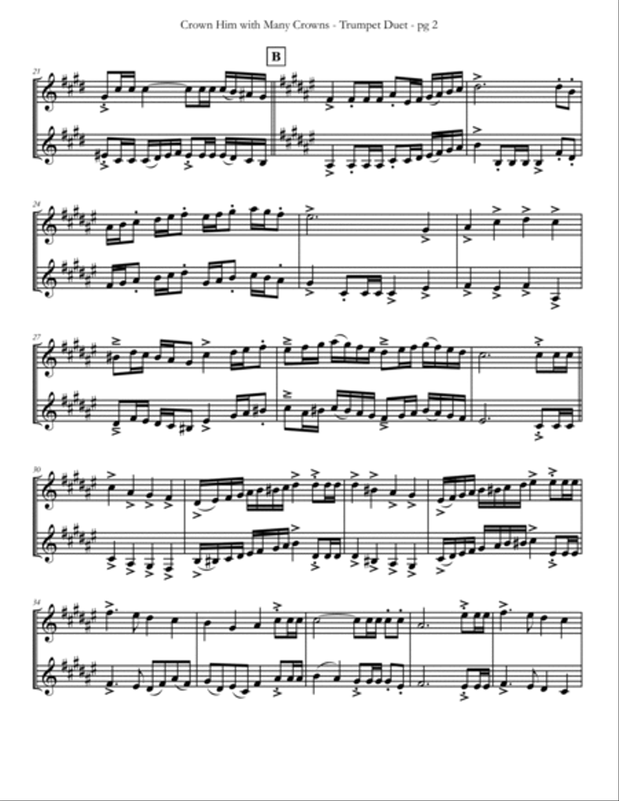 Crown Him with Many Crowns Trumpet Hymn Duet Trumpet Duet scores gallery preview page 3