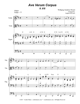 Ave Verum Corpus (Duet for Violin and Viola - Organ Accompaniment)