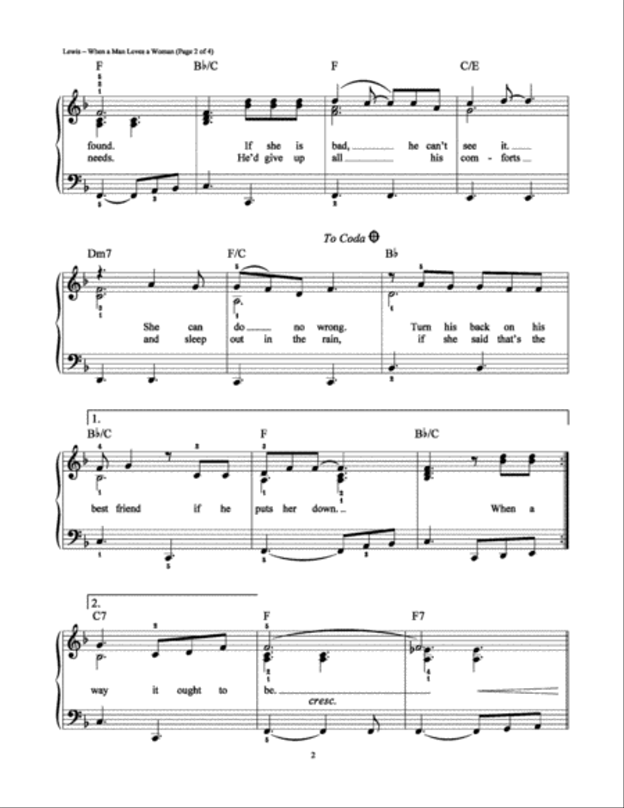 When a Man Loves a Woman Easy Piano scores gallery preview page 2