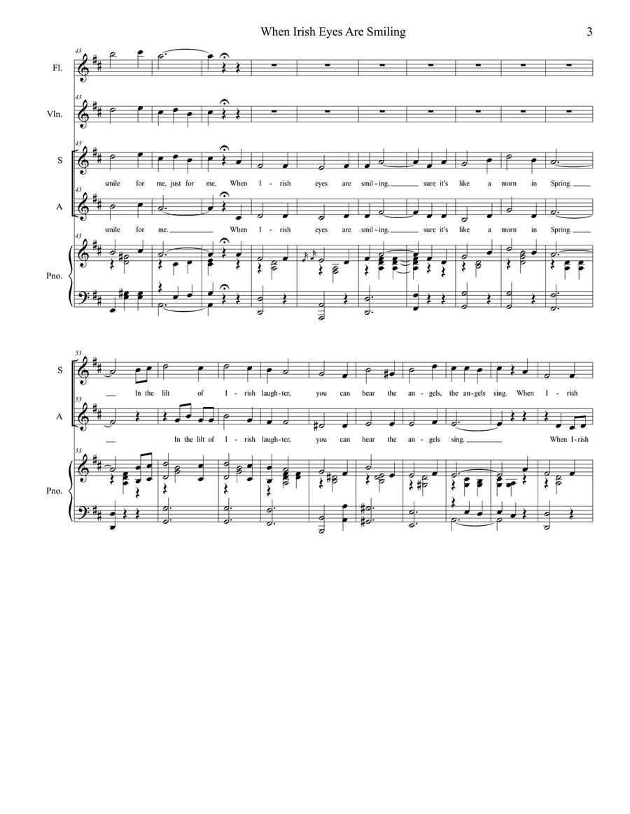 When Irish Eyes Are Smiling (for 2-part choir - (SA) SA scores gallery preview page 3