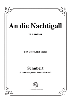Book cover for Schubert-An die Nachtigall,Op.172 No.3,in a minor,for Voice&Piano