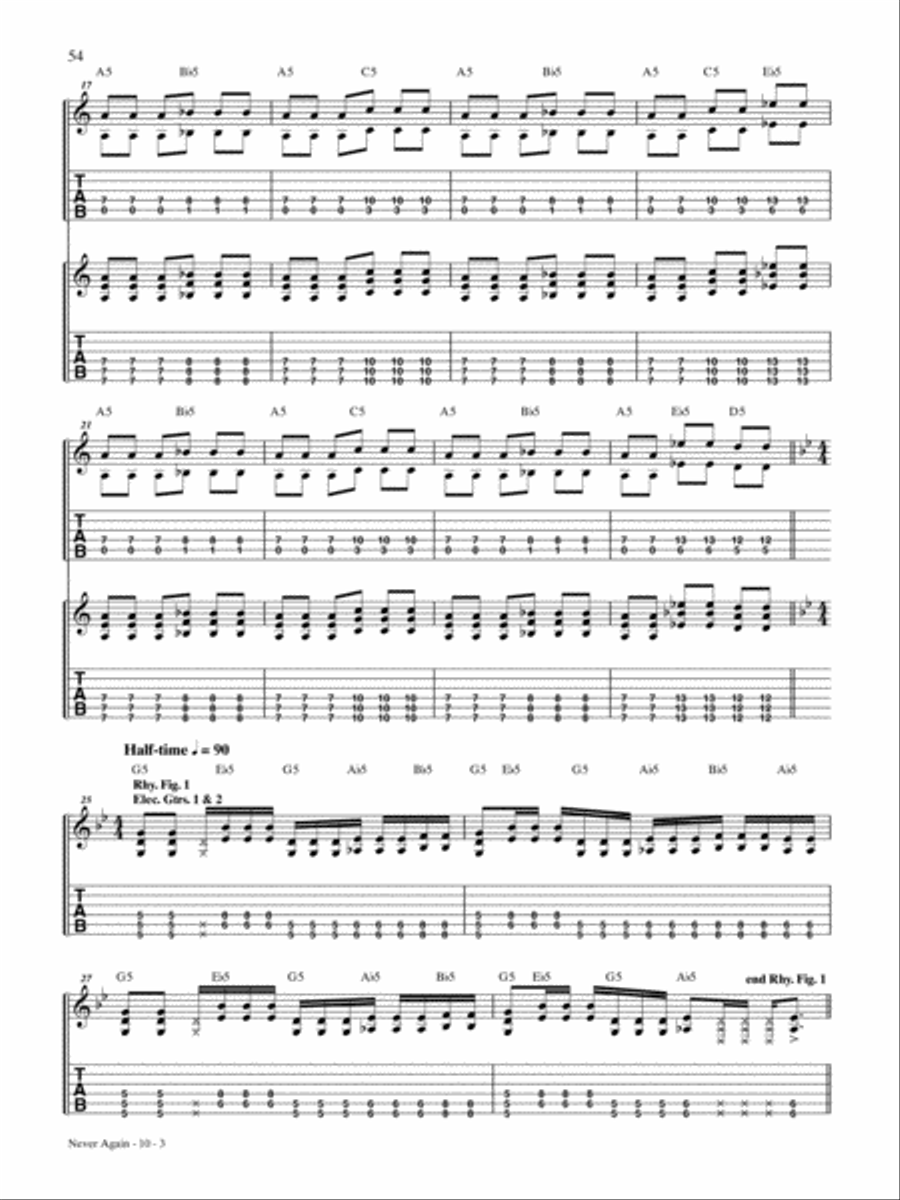 Never Again Guitar Tablature scores gallery preview page 3