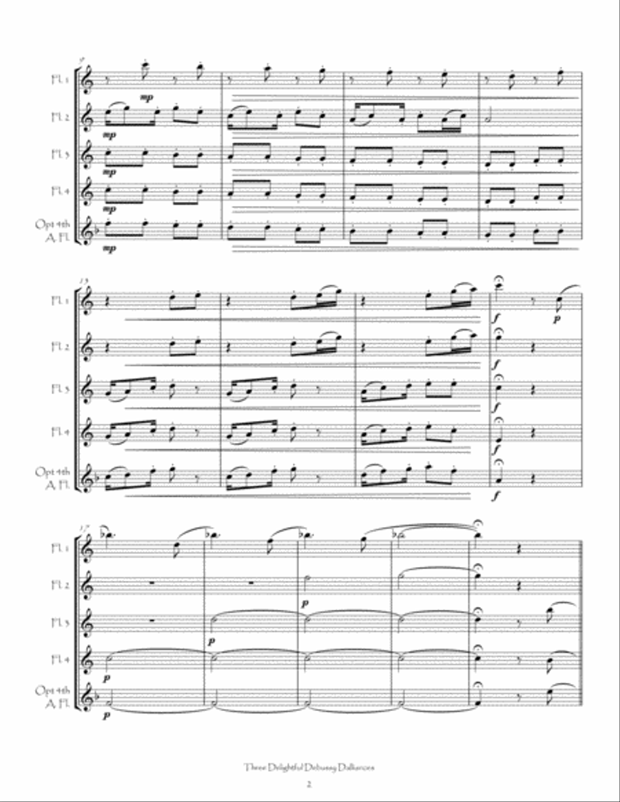Three Delightful Debussy Dalliances for Flute Quartet Three Delightful Debussy Dalliances for Flute Quartet Flute Quartet scores gallery preview page 5
