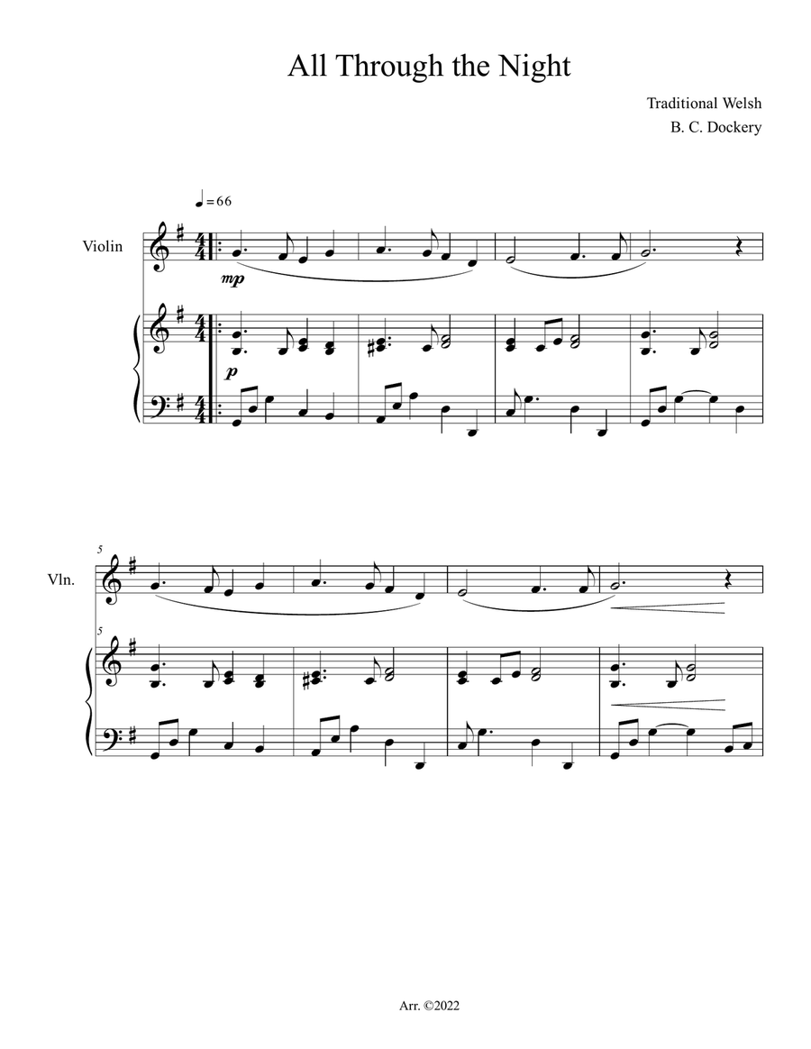 All Through the Night (Violin Solo with Piano Accompaniment)
