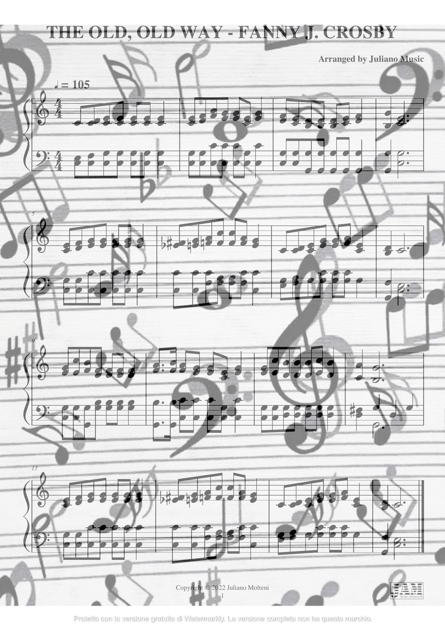 THE OLD, OLD WAY - FANNY J. CROSBY (HYMN - EASY ORGAN) Organ Solo scores gallery preview page 2