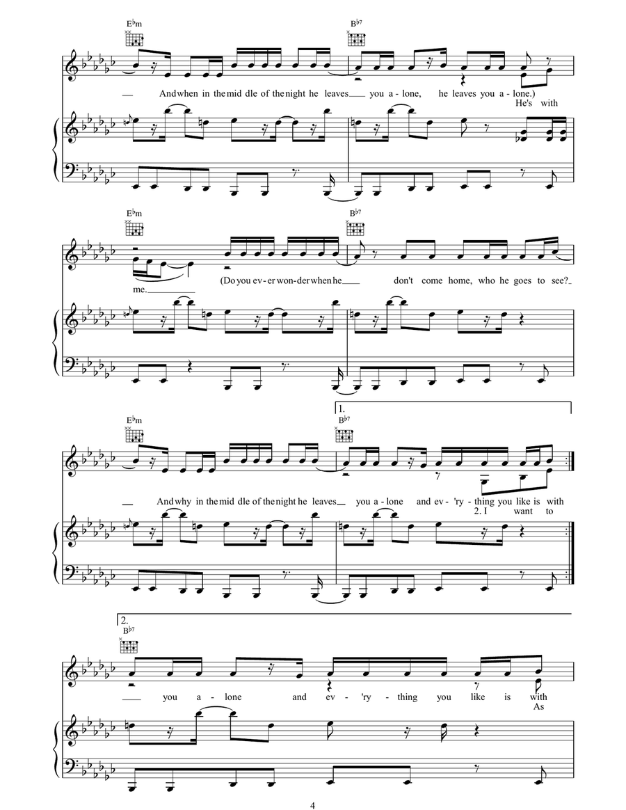 With Me Part I Piano, Vocal, Guitar scores gallery preview page 4