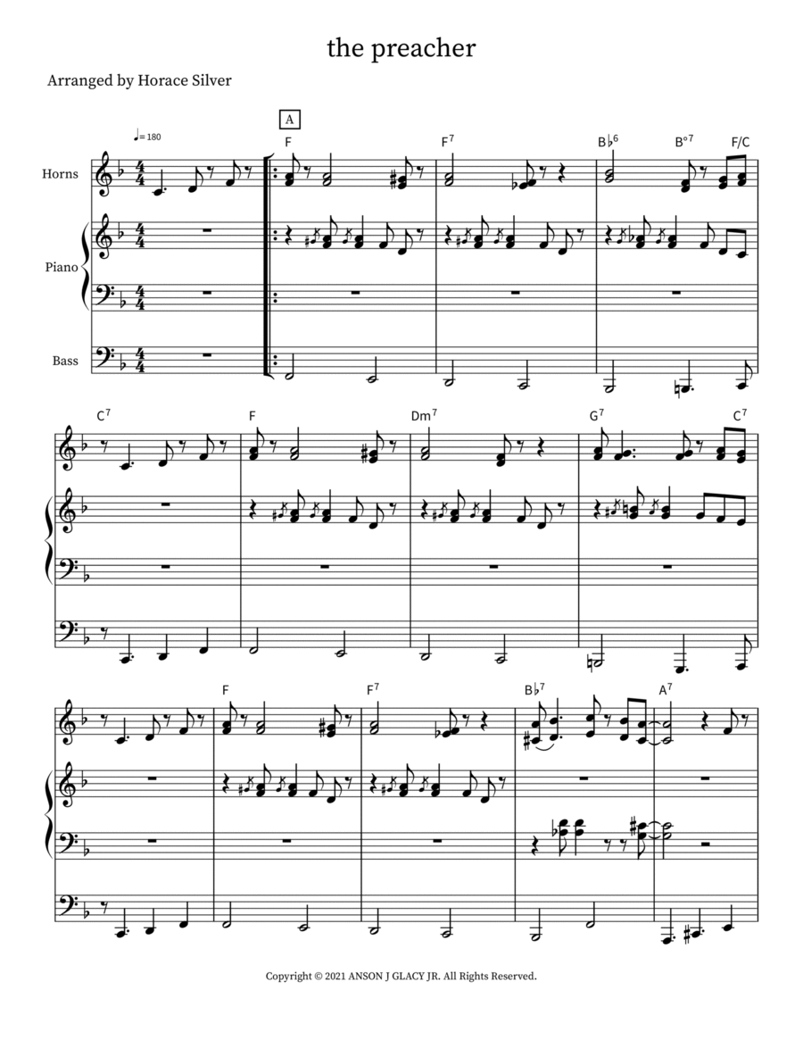 the preacher Jazz Ensemble scores gallery preview page 1