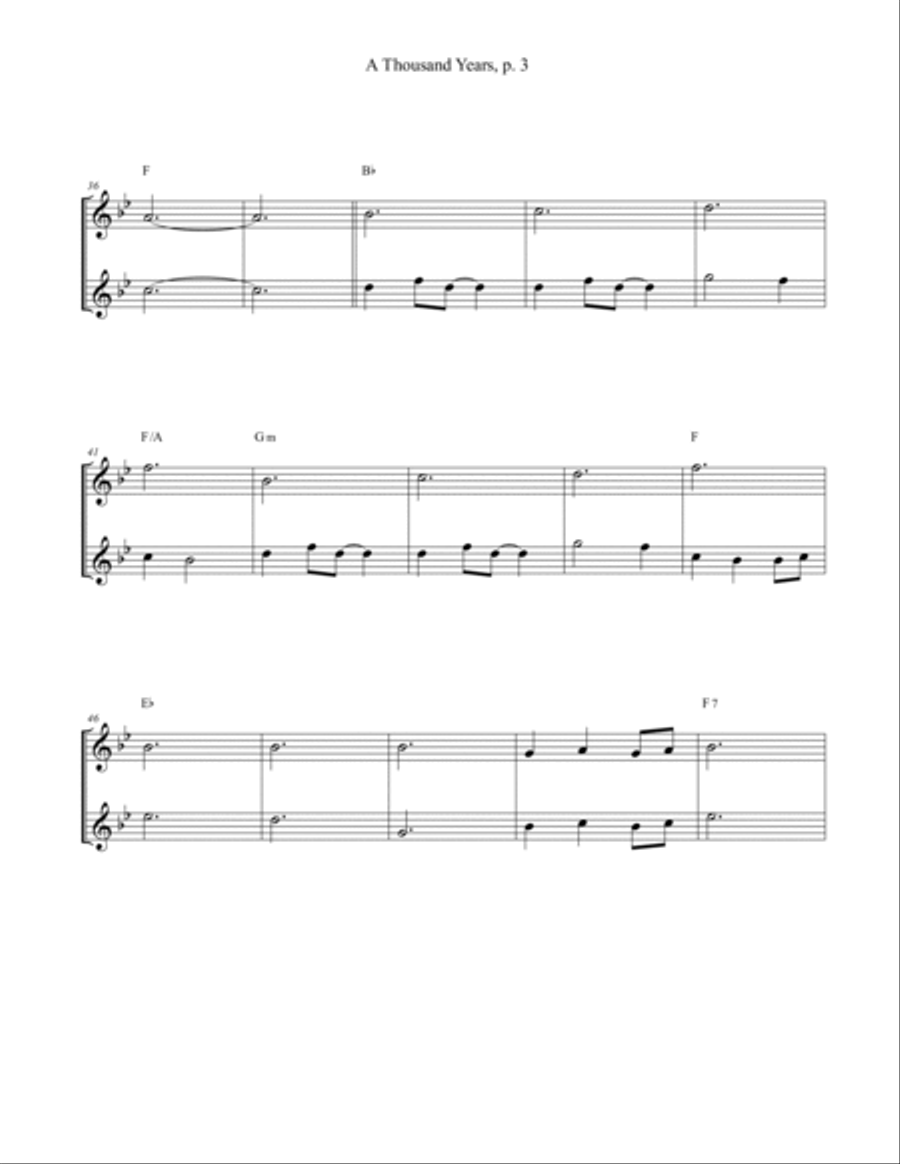 A Thousand Years Woodwind Duet scores gallery preview page 3