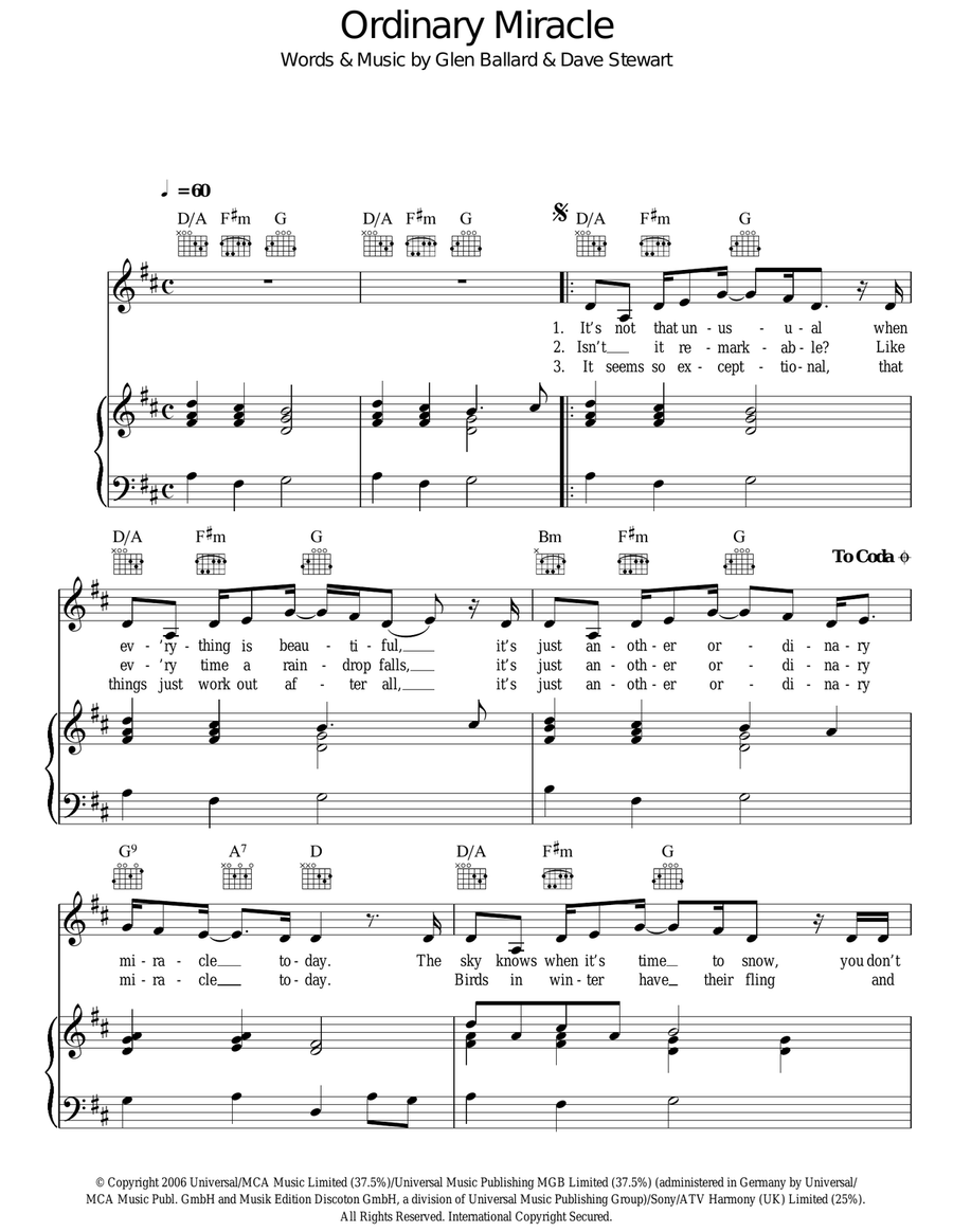 Ordinary Miracle Ordinary Miracle Acoustic Guitar scores gallery preview page 1