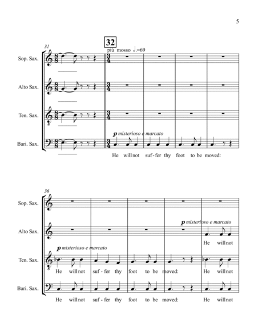 Psalm 121 for Saxophone Quartet Saxophone Quartet scores gallery preview page 5