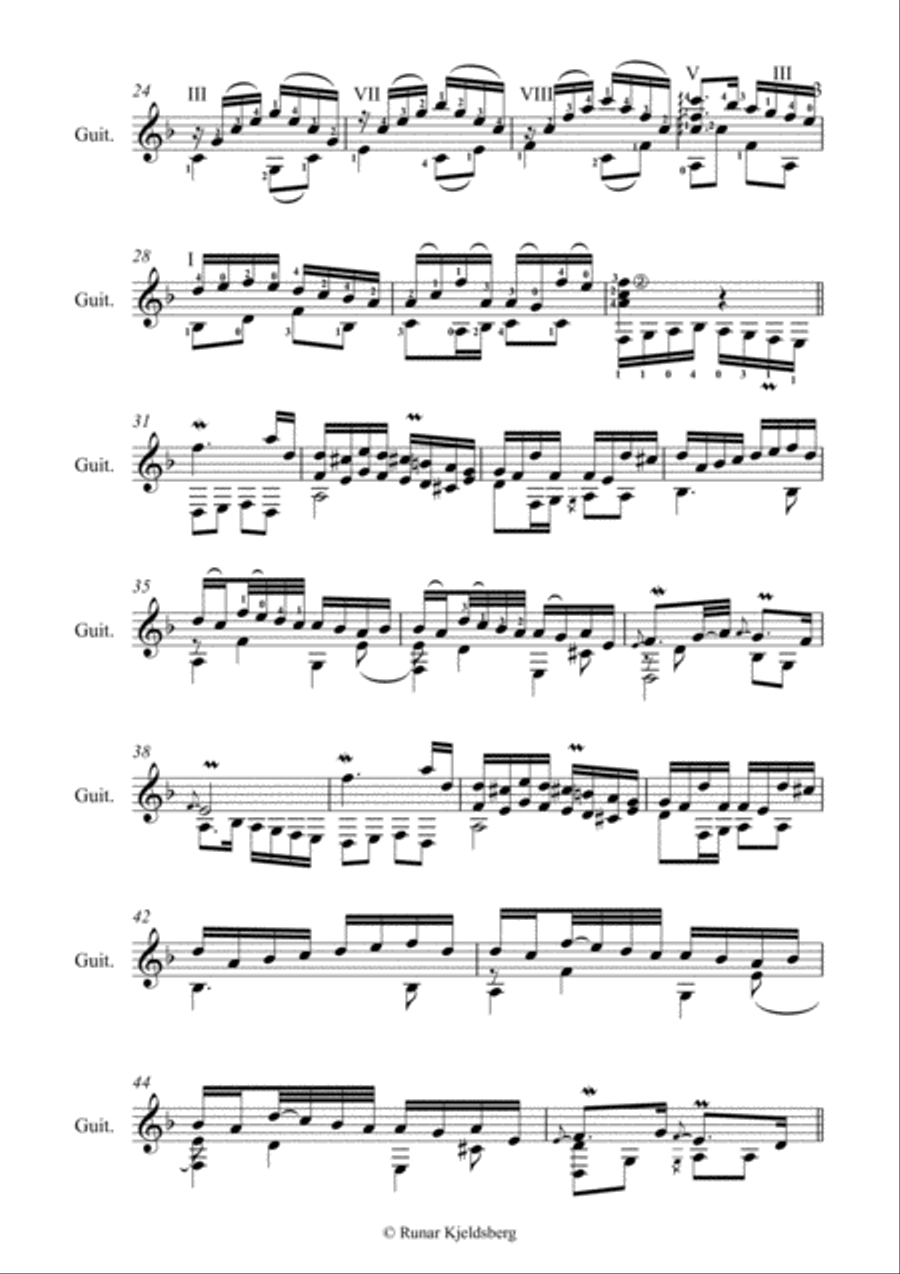 La D´Héricourt by Claude Balbastre (1724-1799) transcribed for solo guitar by Runar Kjeldsberg Guitar Solo scores gallery preview page 4