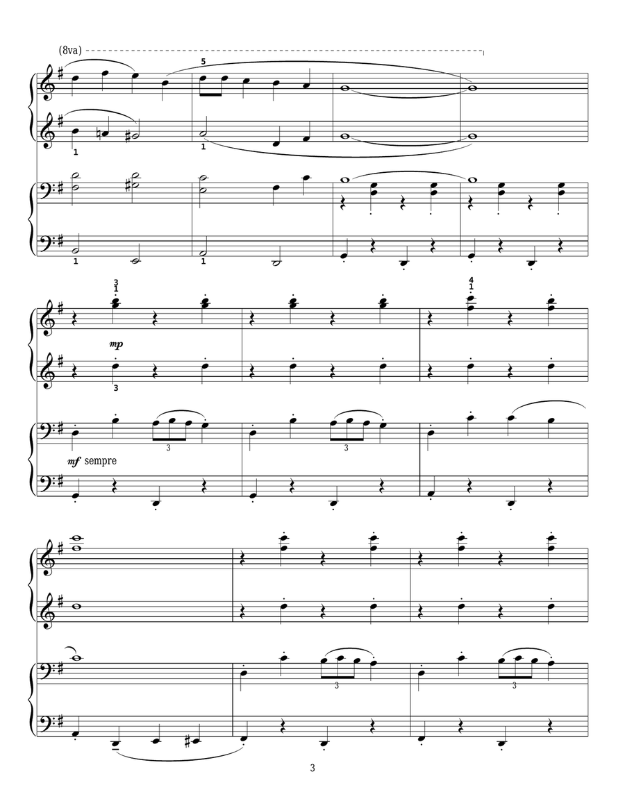 Here Comes Santa Claus (Right Down Santa Claus Lane) Piano Duet scores gallery preview page 3