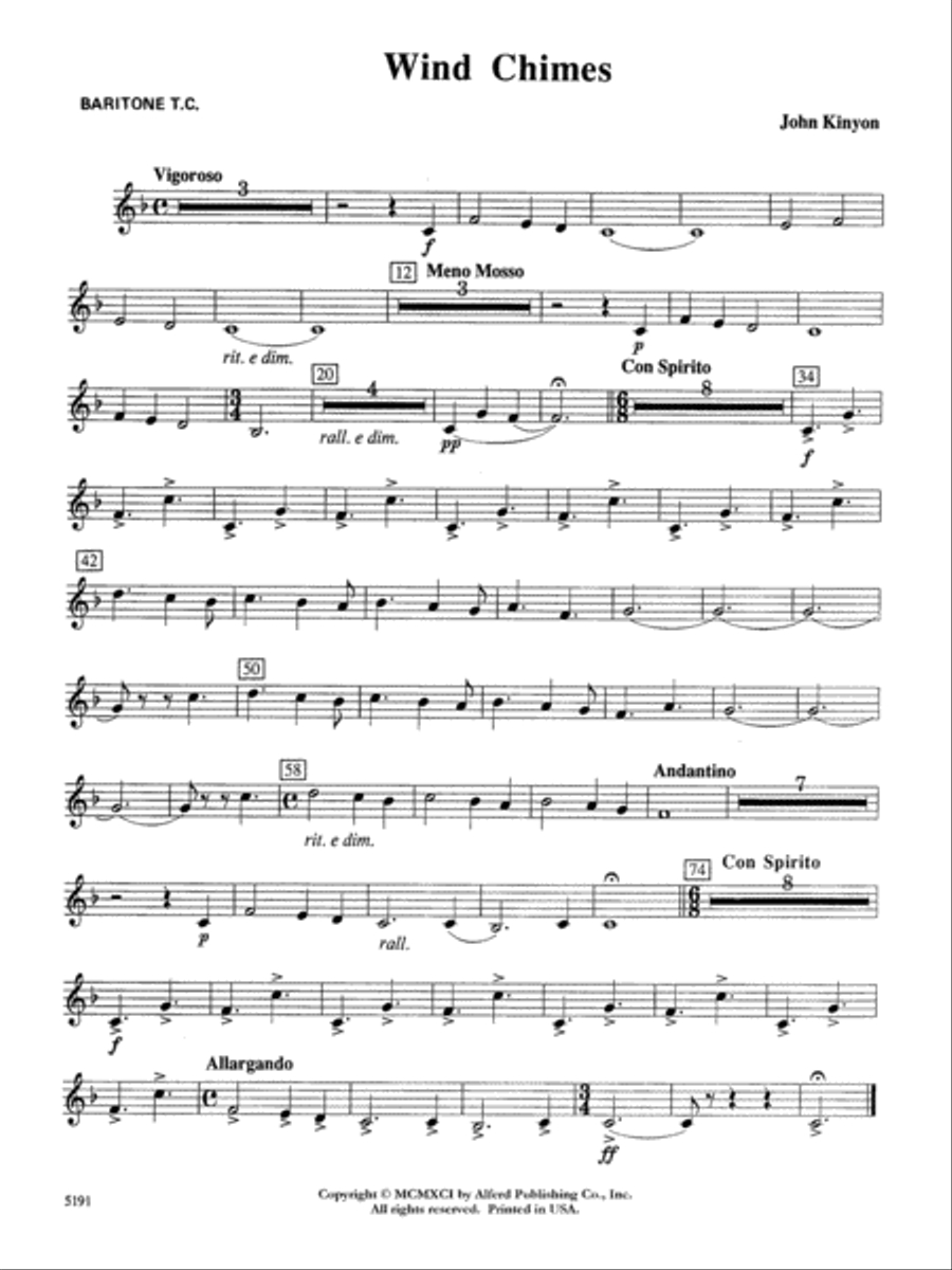 Wind Chimes: Baritone T.C. Concert Band scores gallery preview page 1