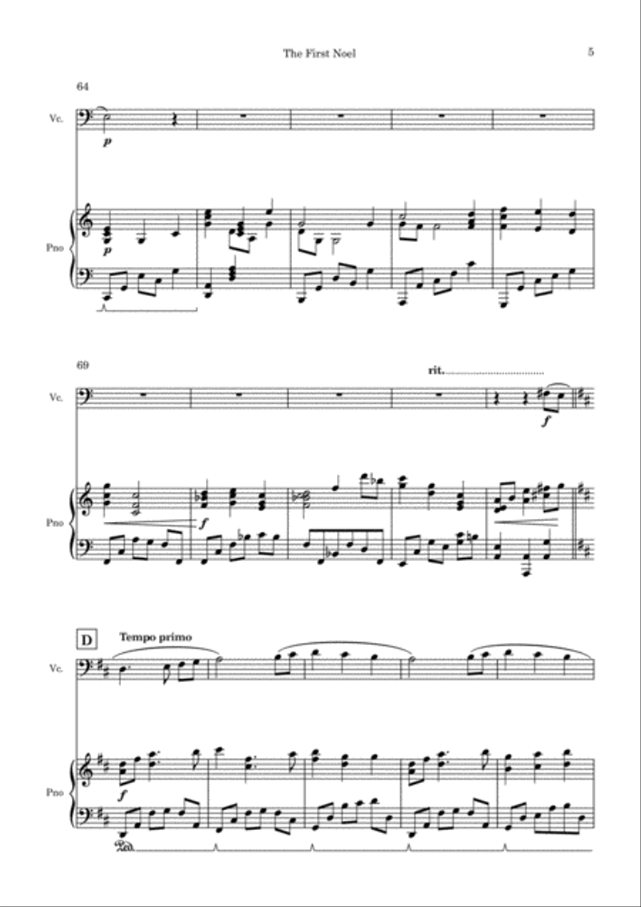 The First Noel (O Primeiro Natal) - Piano and Violoncello String Duet scores gallery preview page 6