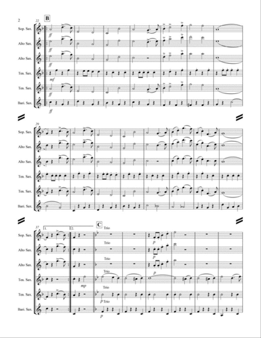 March - The Stars and Stripes Forever (for Saxophone Quintet SATTB or AATTB) March - The Stars and Stripes Forever (for Saxophone Quintet SATTB or AATTB) Saxophone Quintet scores gallery preview page 3