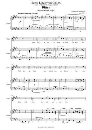 Bitten (Prayer) in E major (Original key)