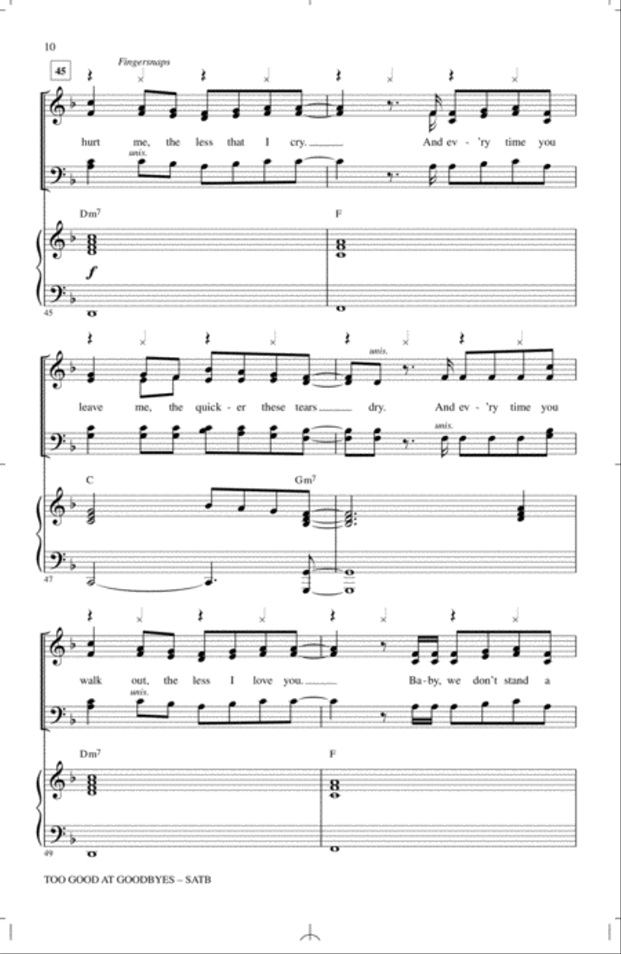 Too Good At Goodbyes 4-Part scores gallery preview page 9