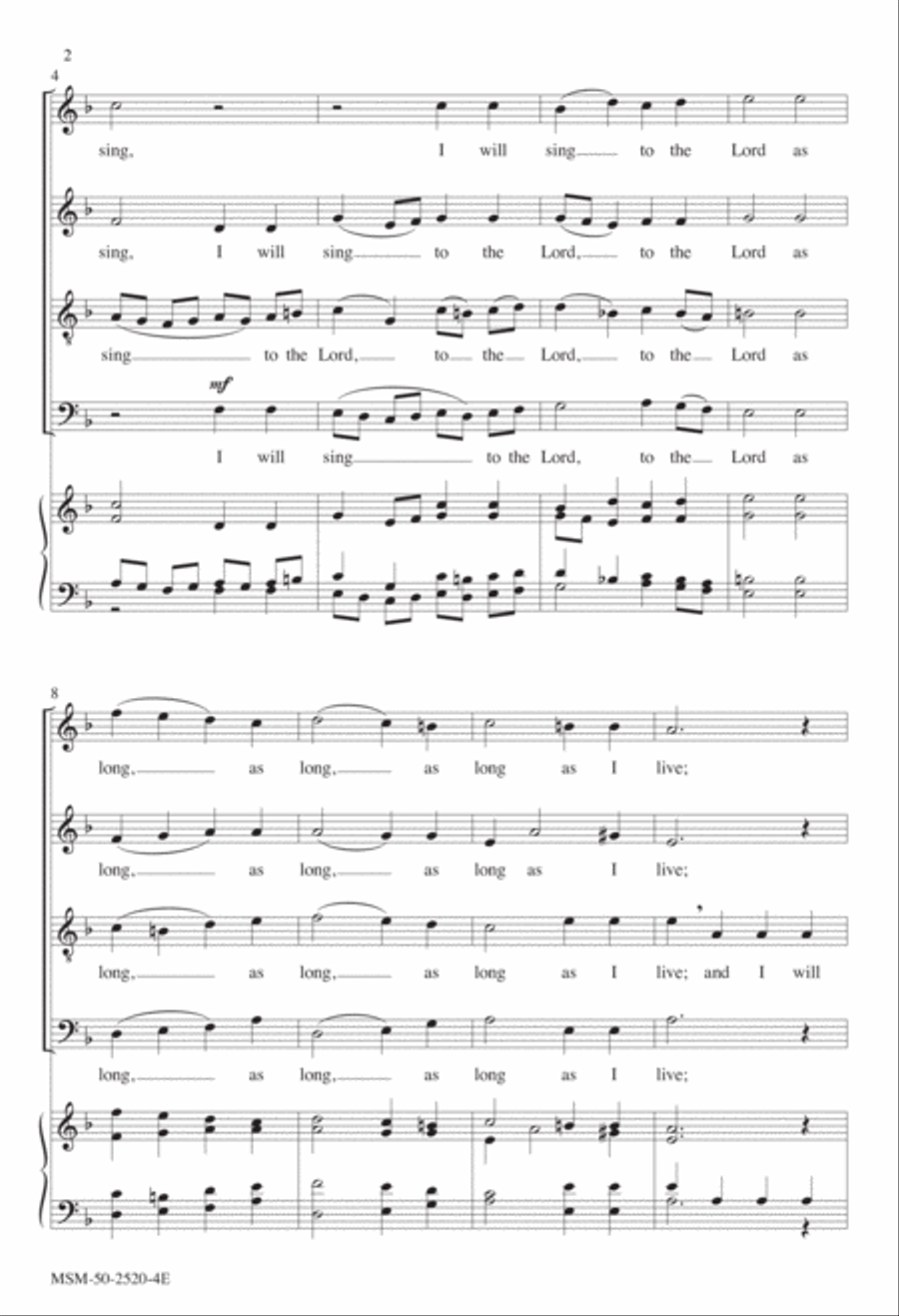 I Will Sing to the Lord 4-Part scores gallery preview page 3