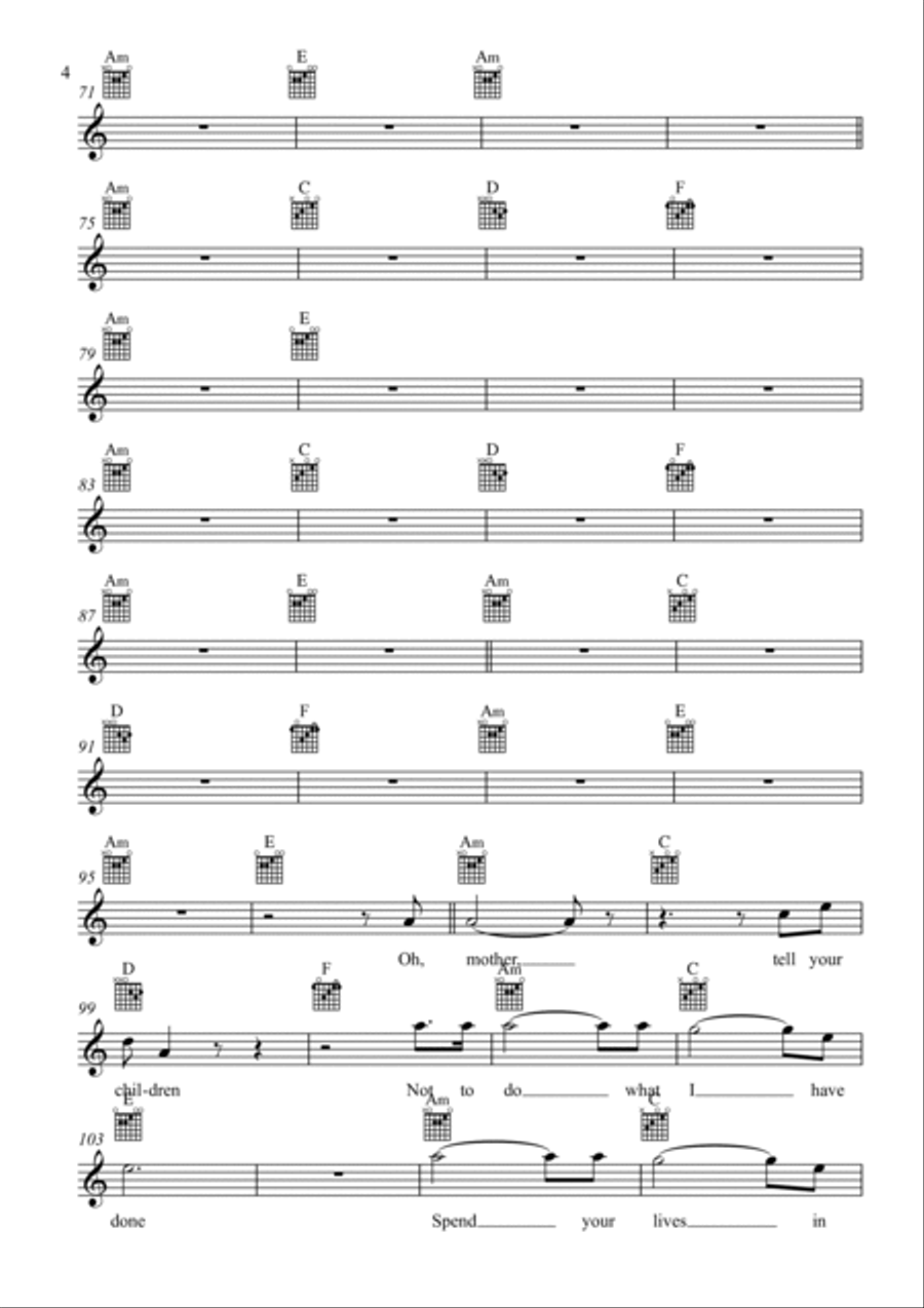 House of the Rising Sun - Lead Sheet - with play along Easy Piano scores gallery preview page 4