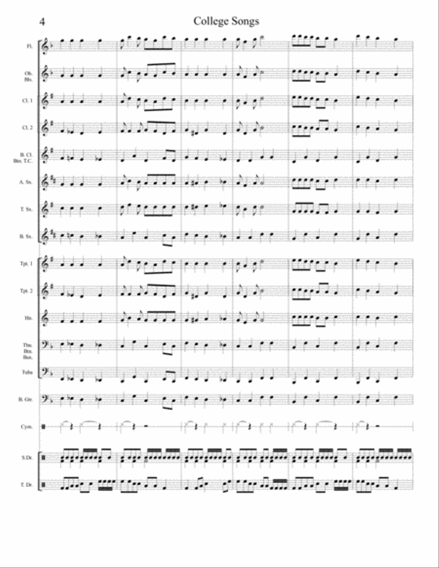College Song Medley Concert Band scores gallery preview page 5