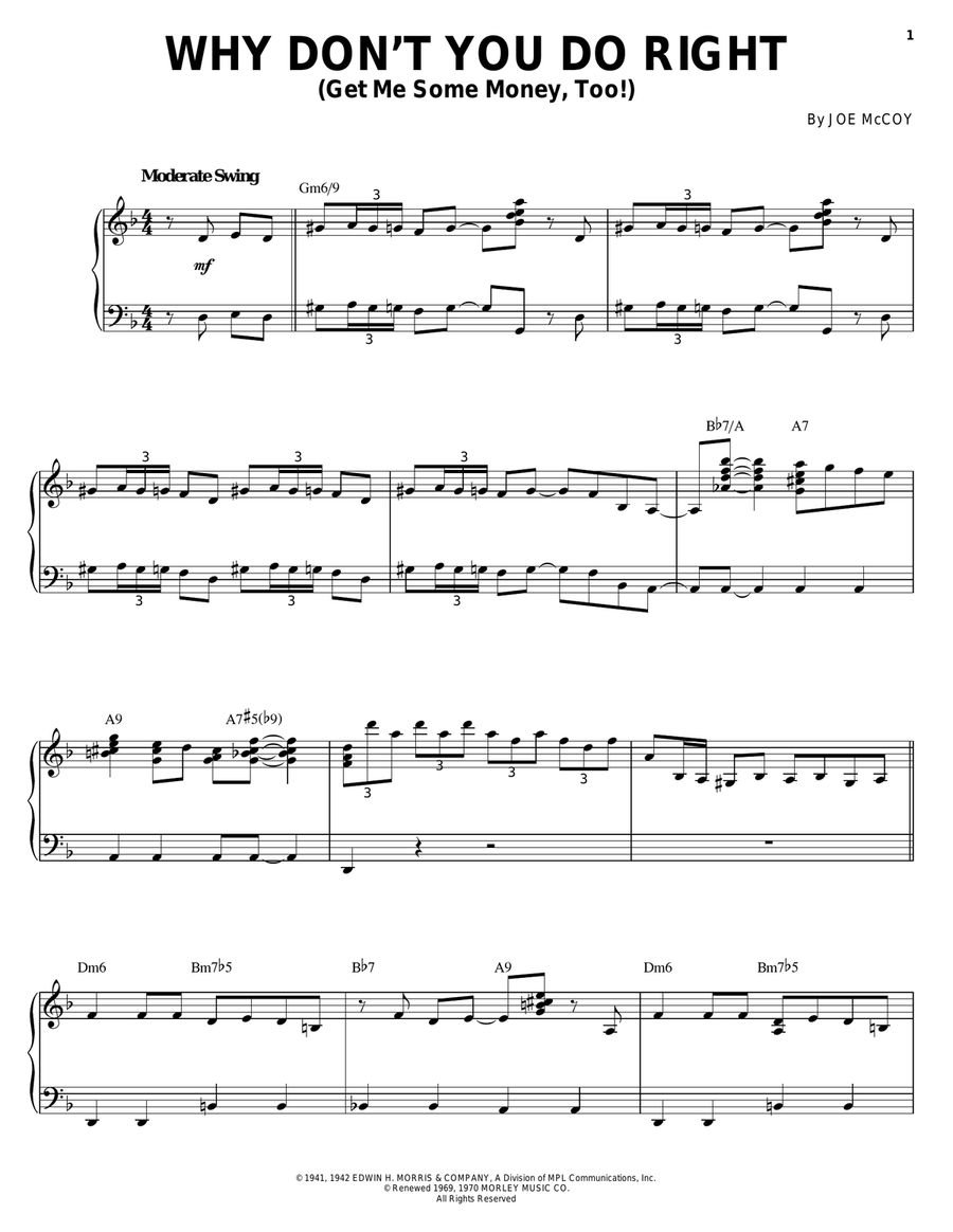 Why Don't You Do Right (Get Me Some Money, Too!) Guitar scores gallery preview page 1