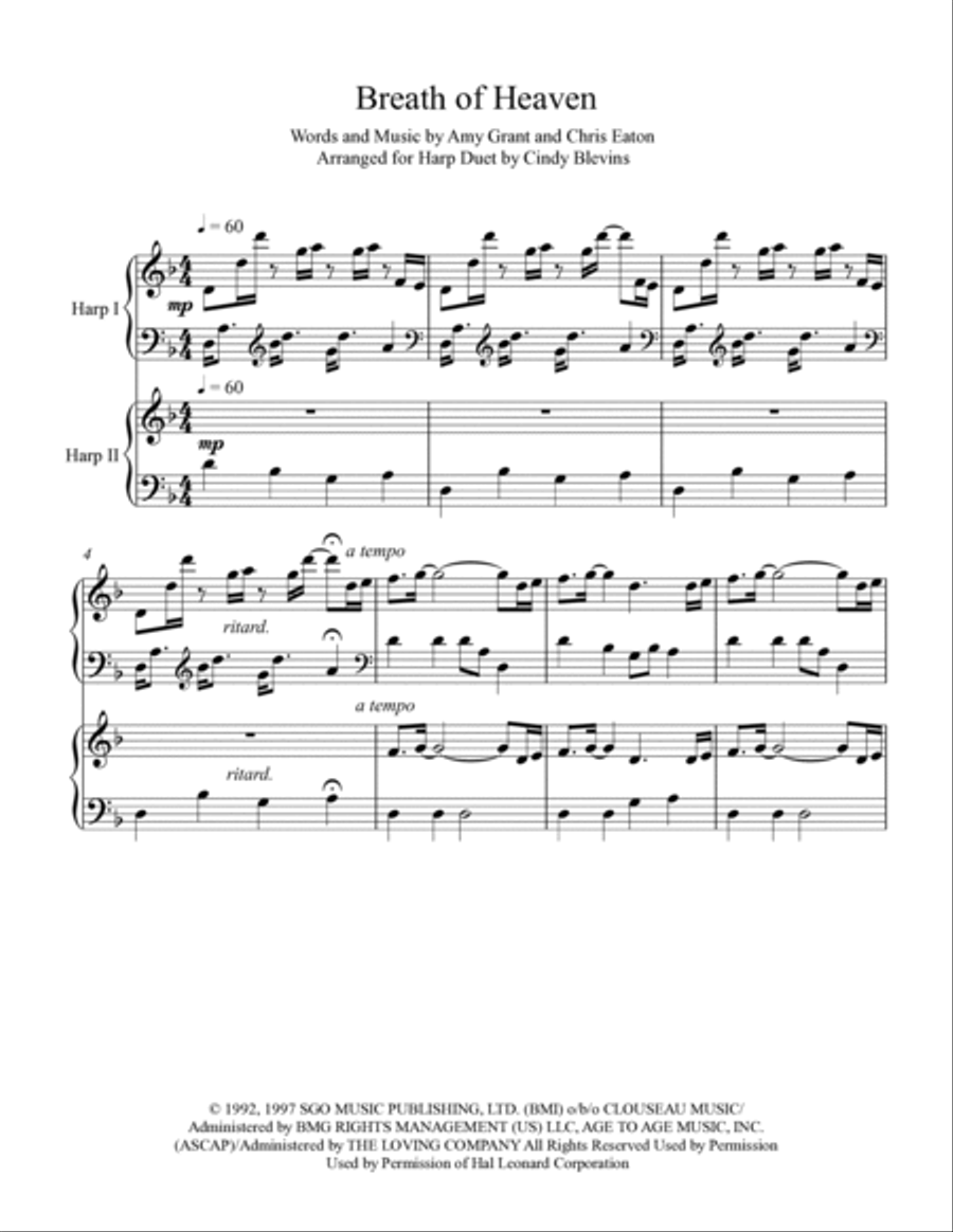 Breath Of Heaven (Mary's Song) Harp scores gallery preview page 2