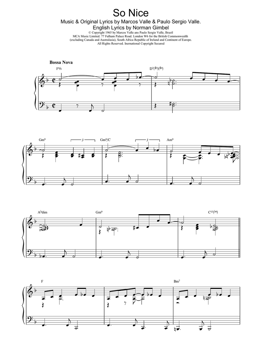 So Nice So Nice Piano Solo scores gallery preview page 1