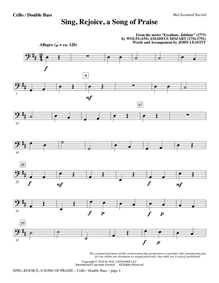 Sing, Rejoice A Song Of Praise (arr. John Leavitt) - Cello/Double Bass