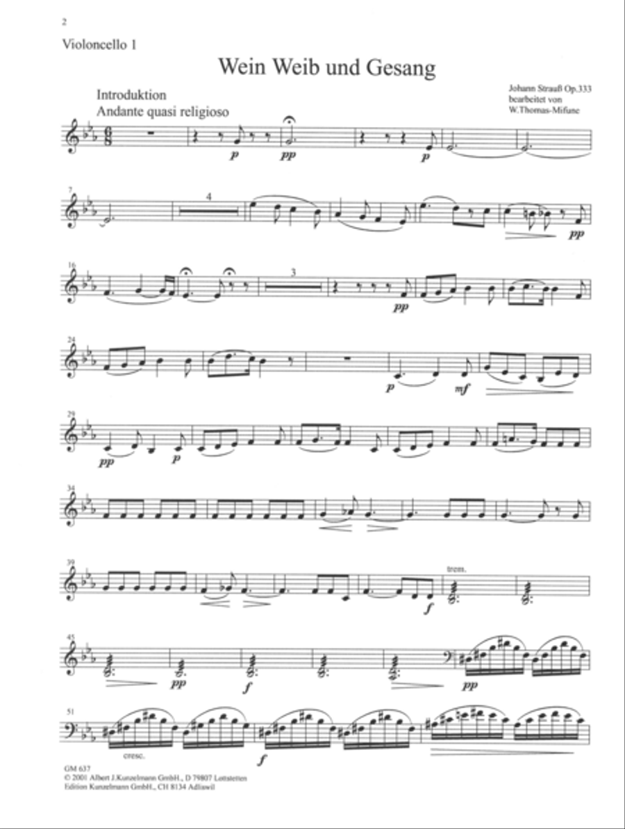 Wine, women and song Wine, women and song Cello scores gallery preview page 2