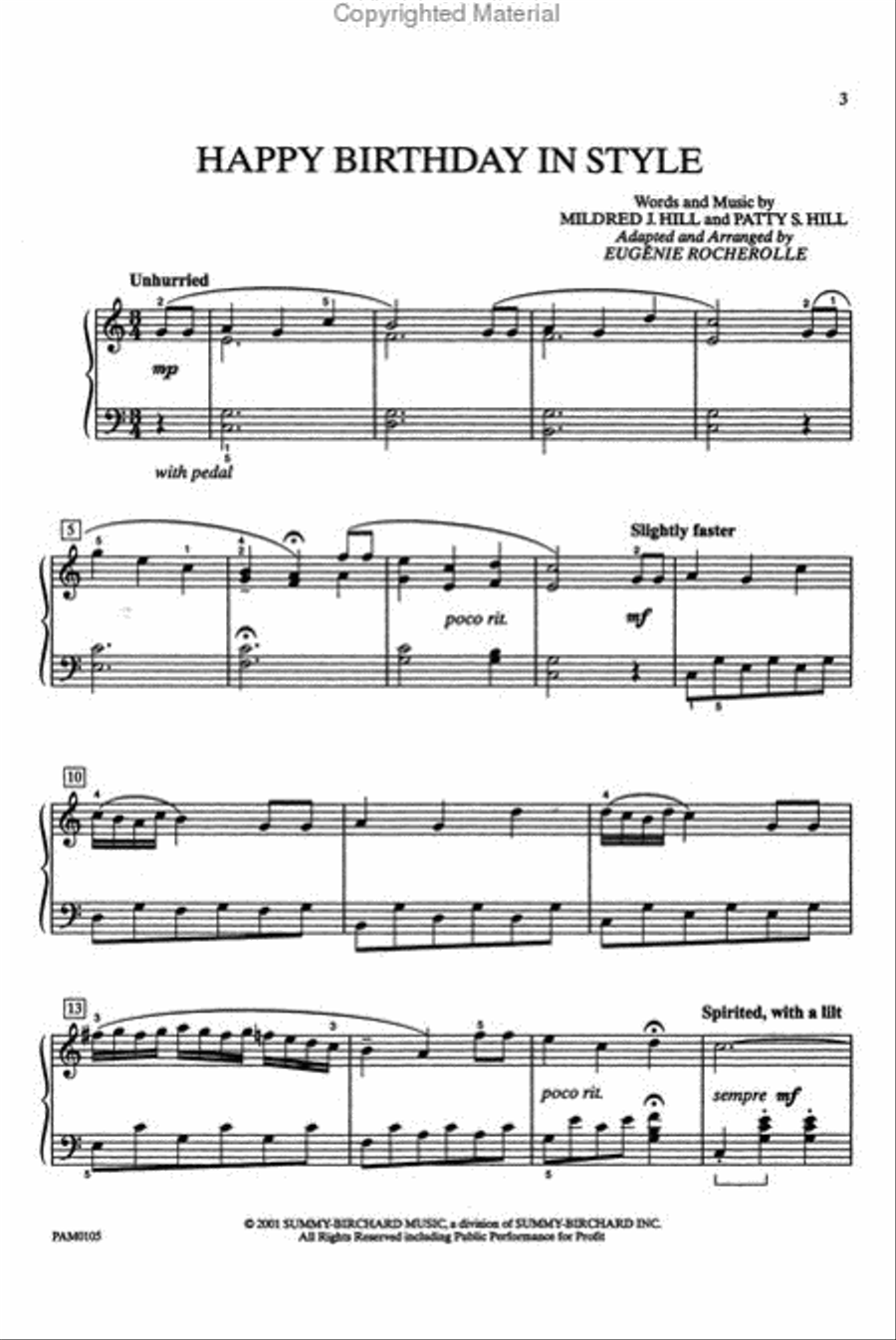 Happy Birthday in Style Piano Solo scores gallery preview page 2