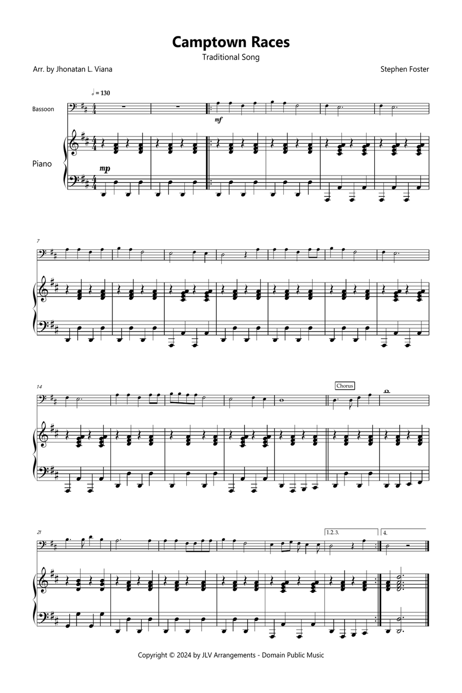 Camptown Races Bassoon scores gallery preview page 1