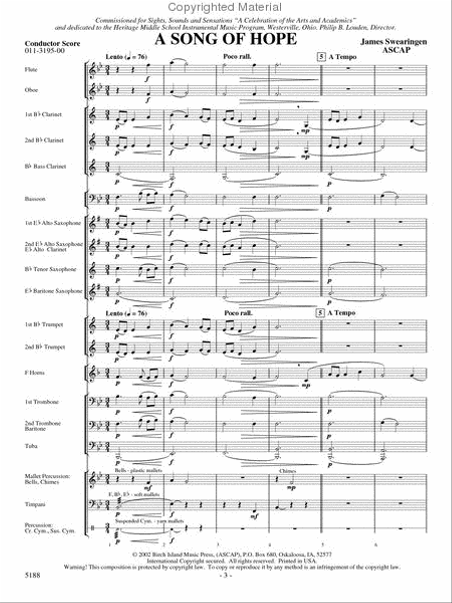 A Song of Hope Concert Band scores gallery preview page 2