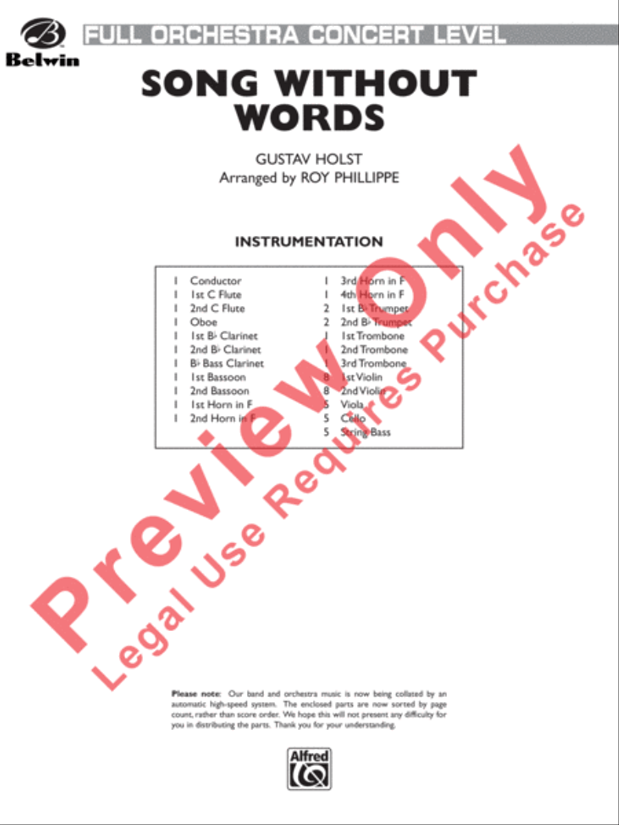 Song without Words Full Orchestra scores gallery preview page 2