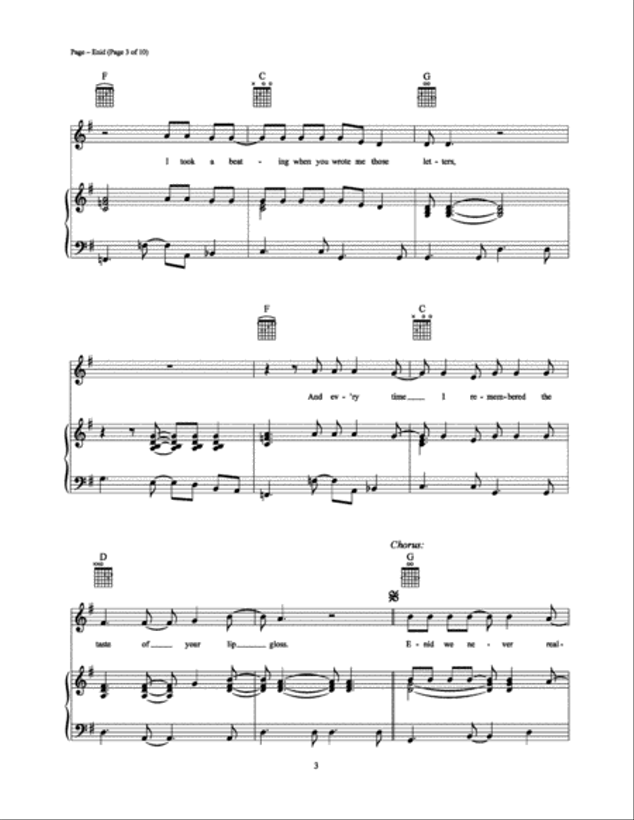 Enid Piano, Vocal, Guitar scores gallery preview page 3