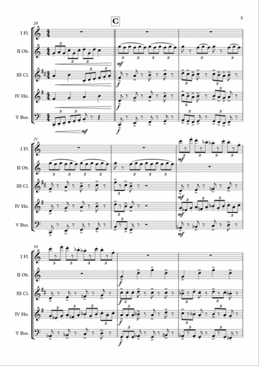 Flying Flying Woodwind Quintet scores gallery preview page 6