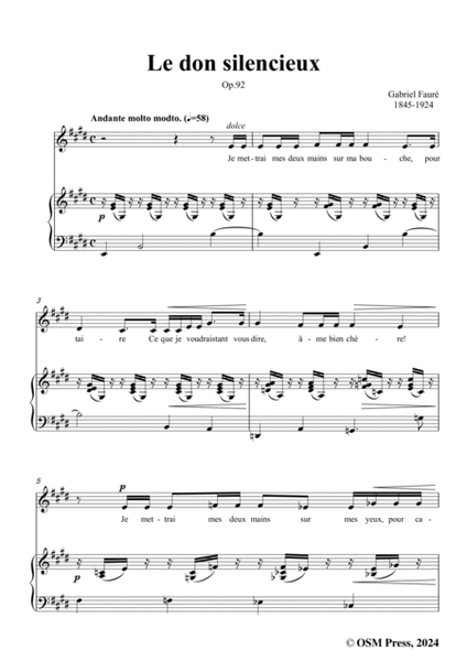 G. Fauré-Le don silencieux,in E Major,Op.92